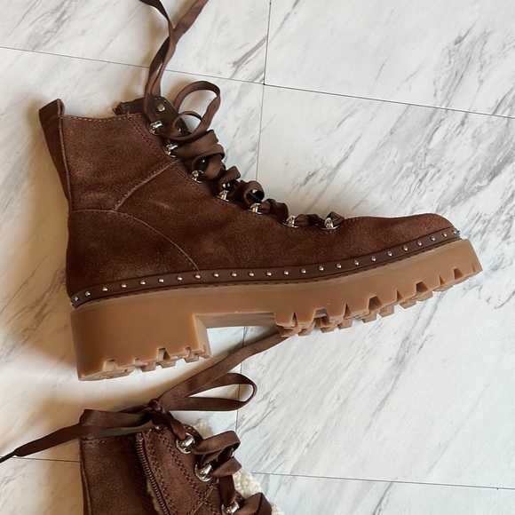 Steve Madden Rainier cognac suede leather platform lace up combat boots 10 - Picture 6 of 10